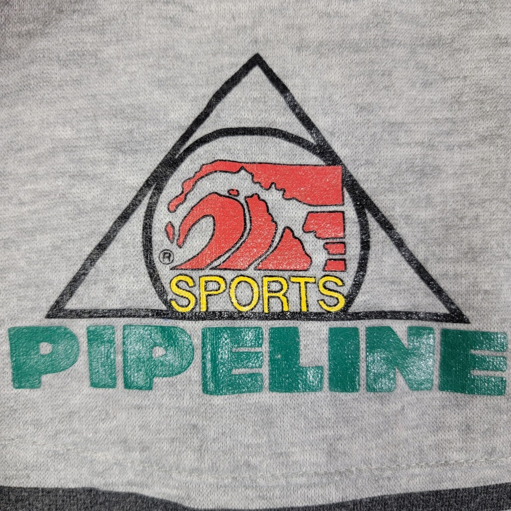 Vintage Pipeline Sports Men's Gray Striped Crewneck Sweatshirt Size Medium Vtg - Picture 5 of 6